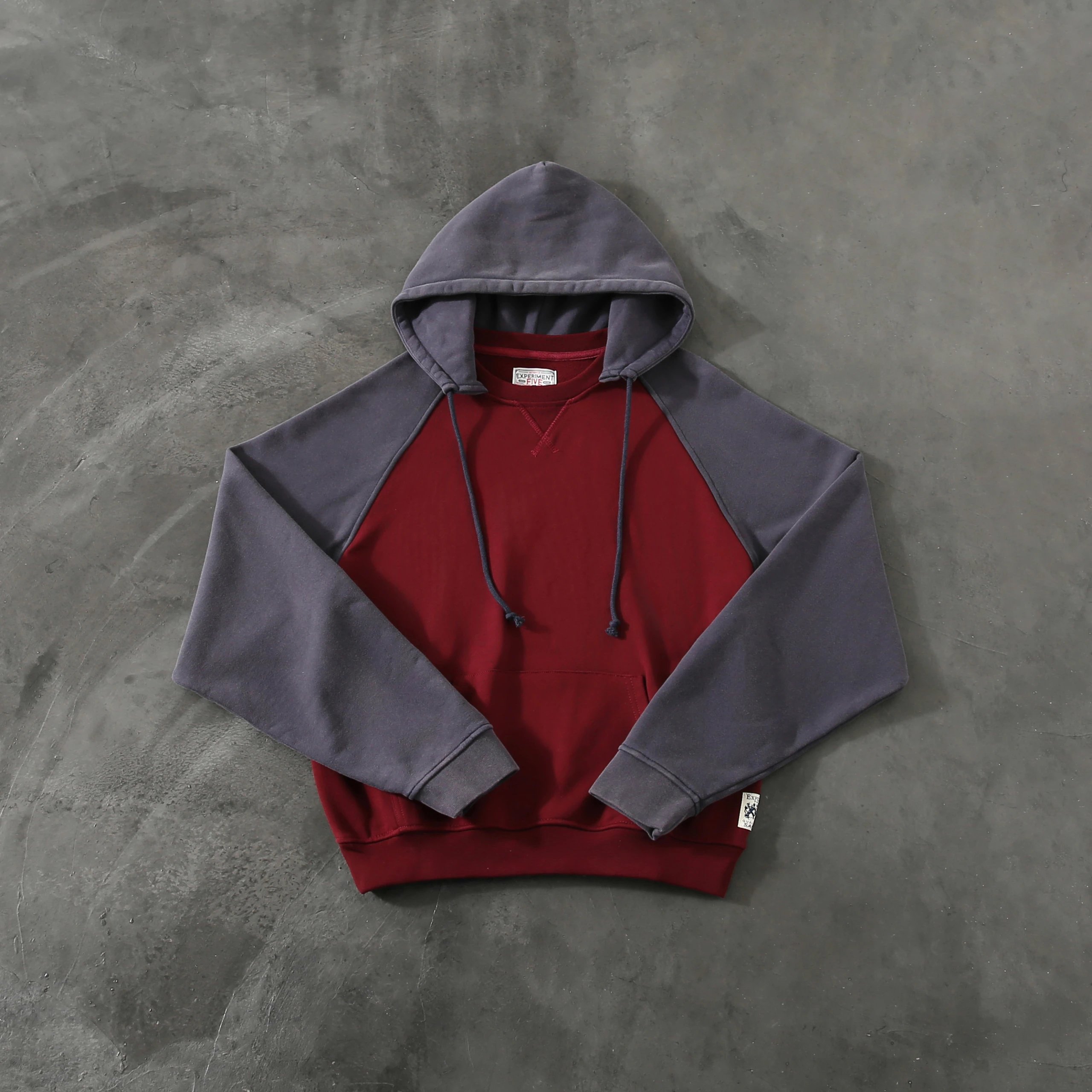 Experiment Five Red Gray Raglan Hooded Sweatshirt