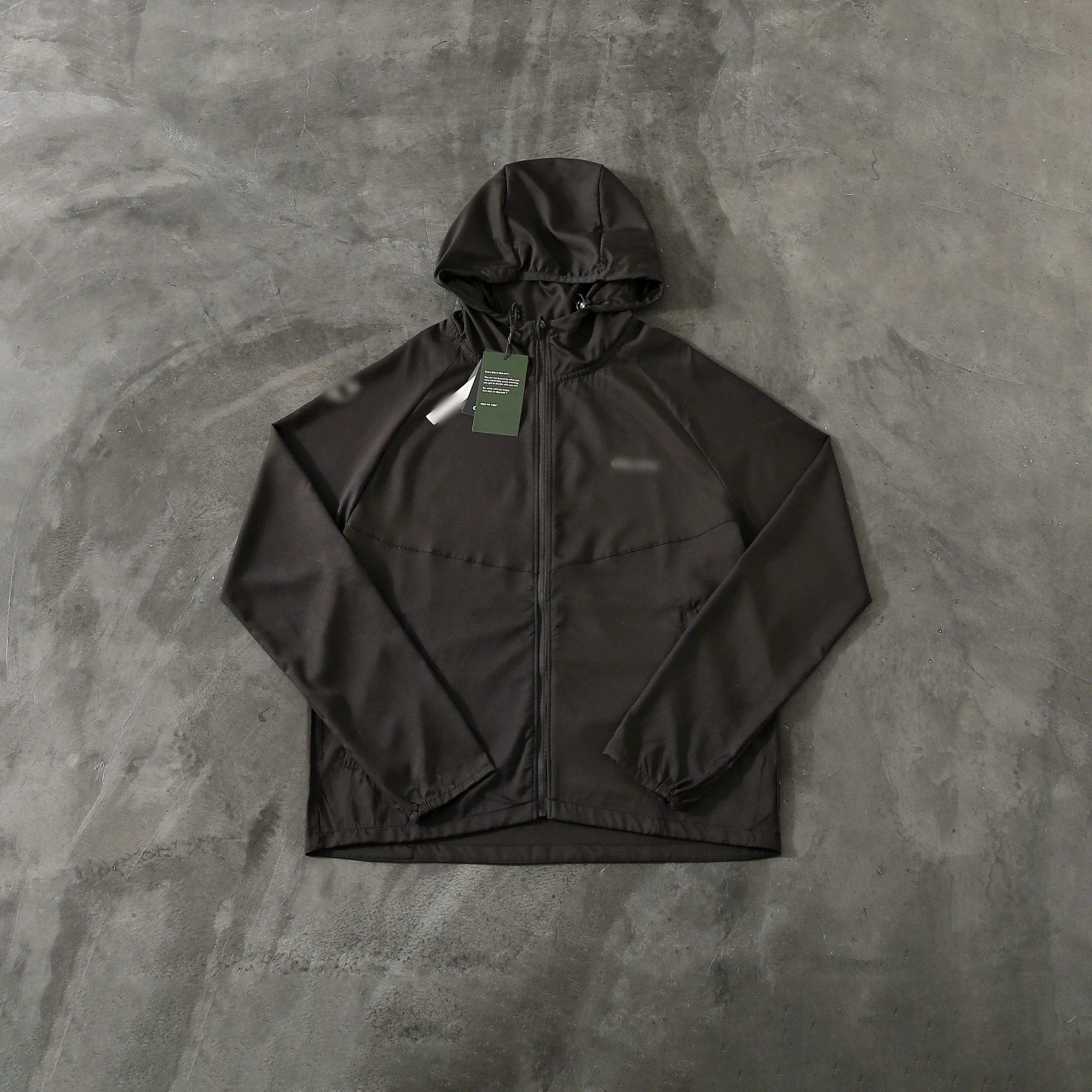 Black Hooded Windbreaker Jacket Lightweight Outdoor