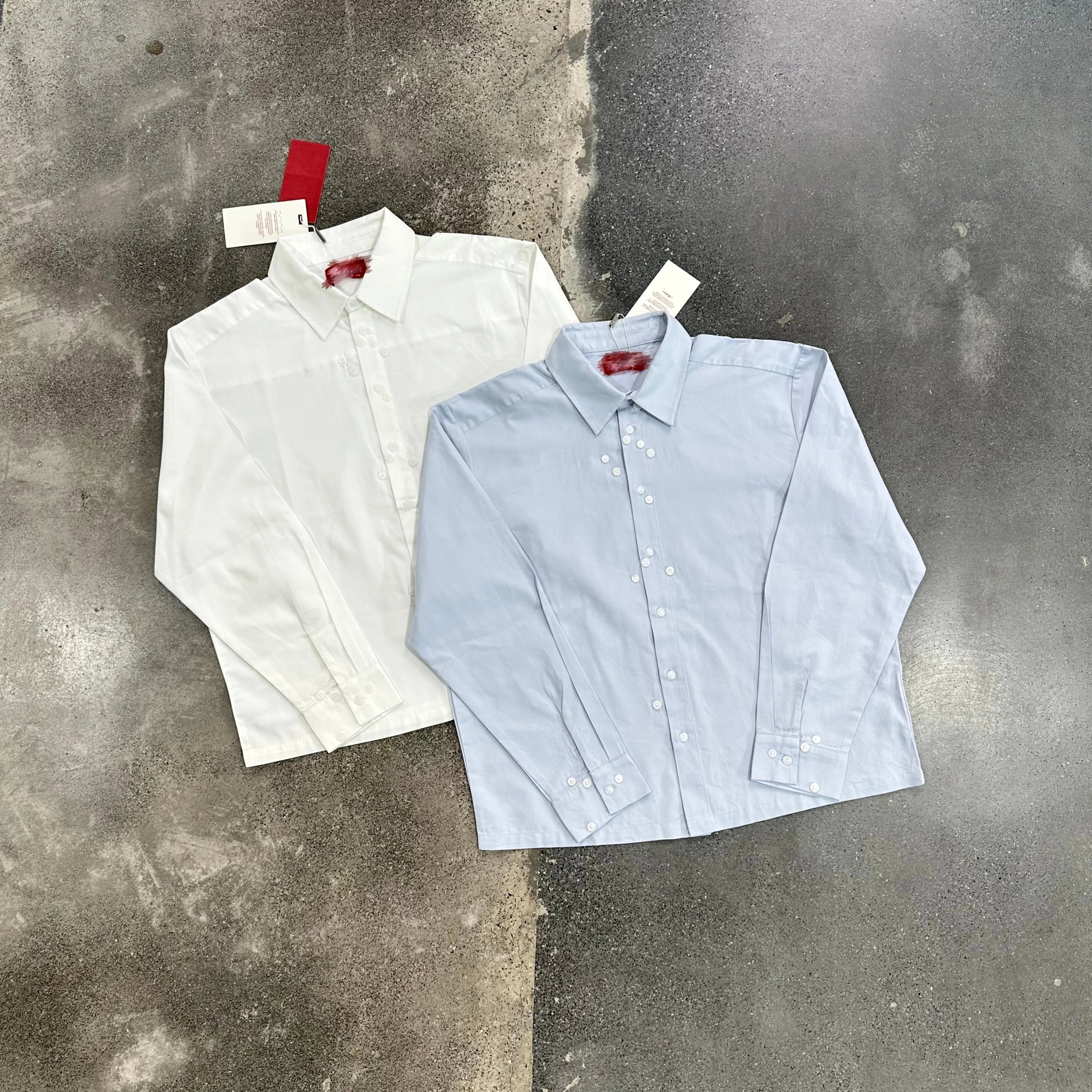 Cotton Long Sleeve Button Down Shirt White And Light Blue Classic
