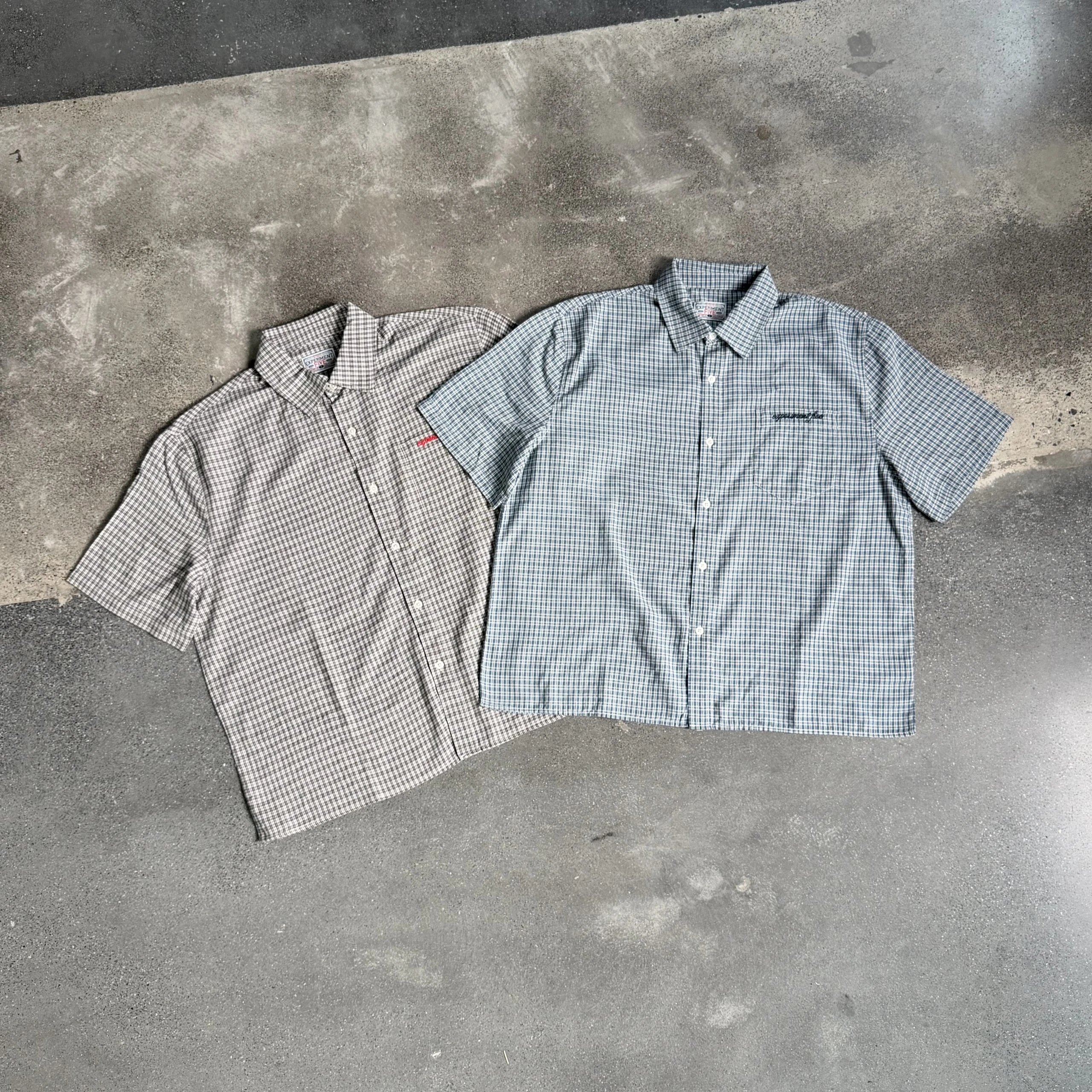 Supreme Short Sleeve Checkered Shirt Gray And Beige Casual