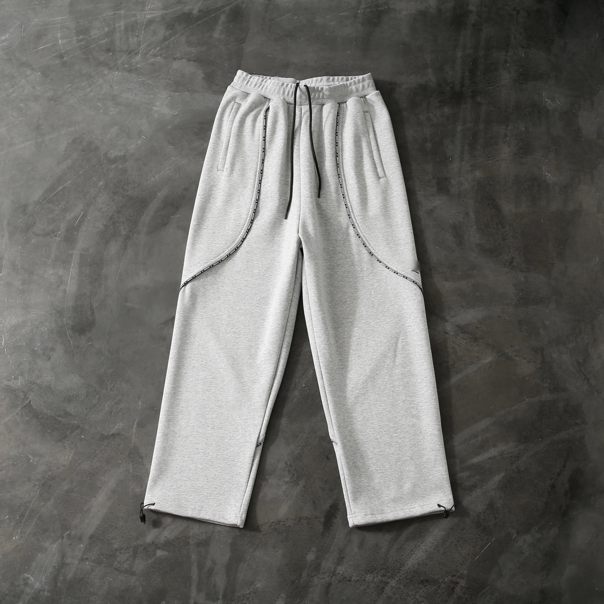 Grey Heather Sweatpants with Black Trim Drawstring Joggers