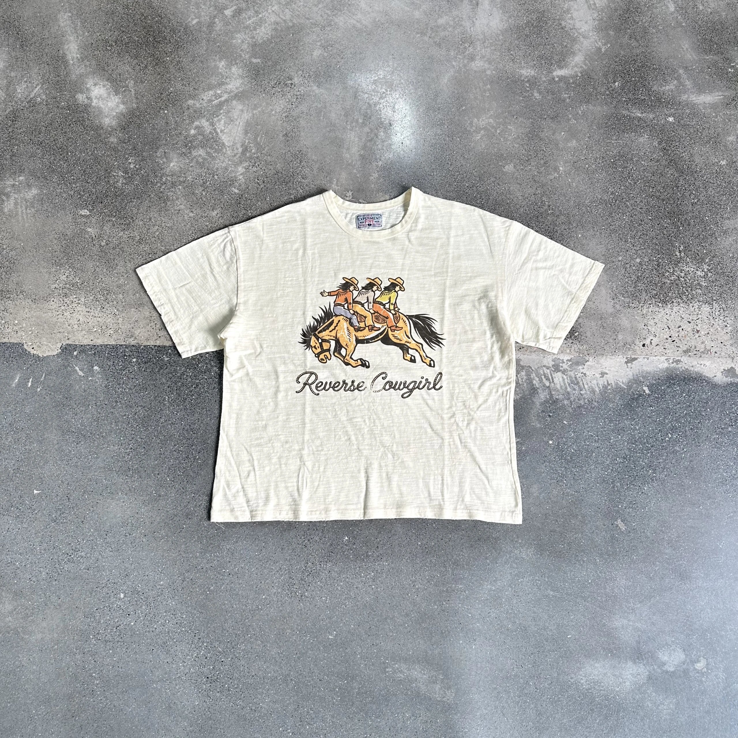 Experiment Fit Reverse Cowgirl Cream Graphic Tee