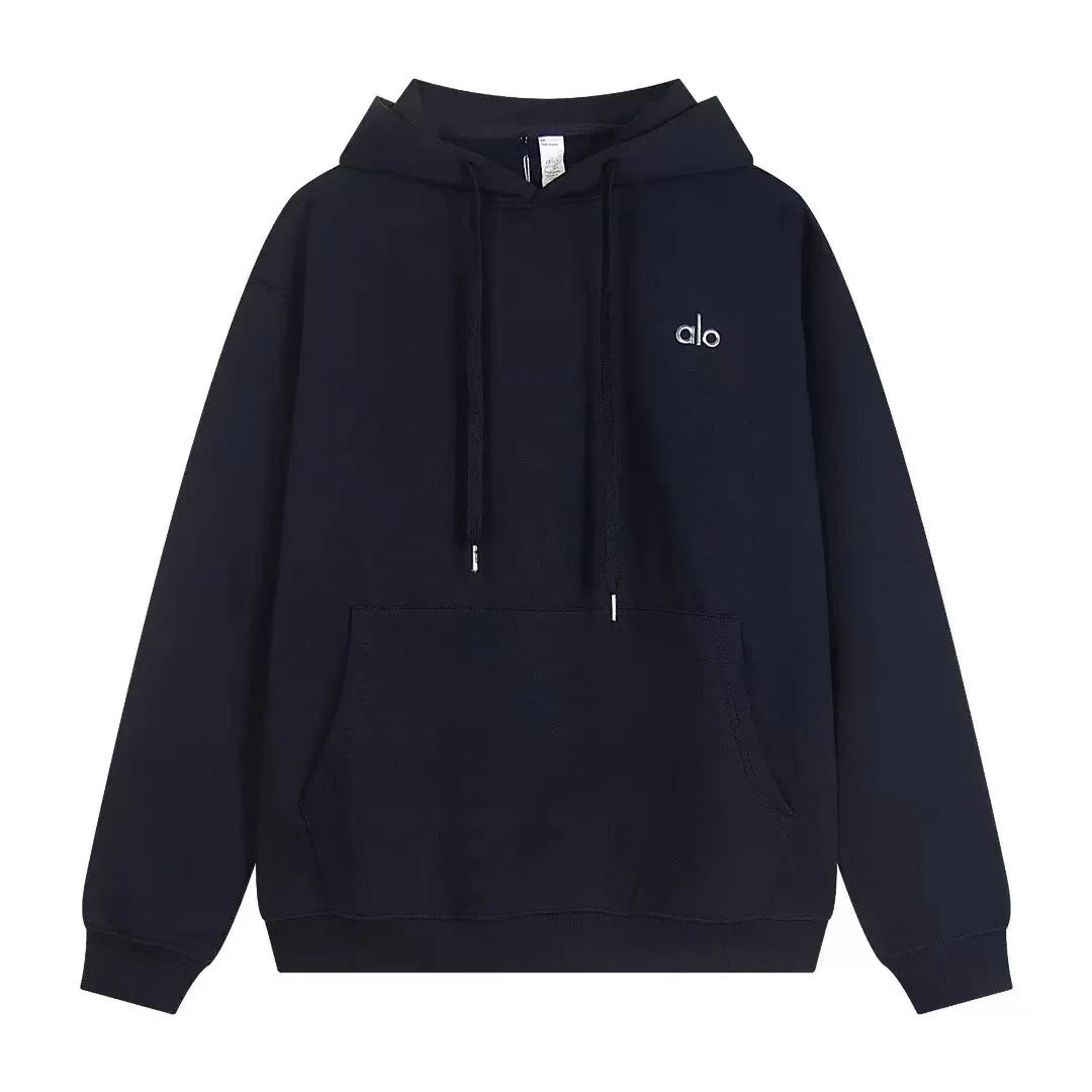 Alo Tracksuits Hooded sweatshirt and straight-leg sweatpants set — Navy blue hooded