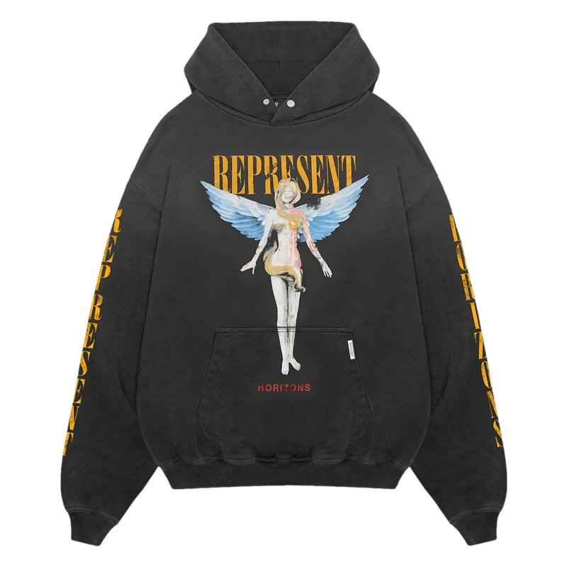 Retro Washed Distressed Pattern Unisex Hoodie