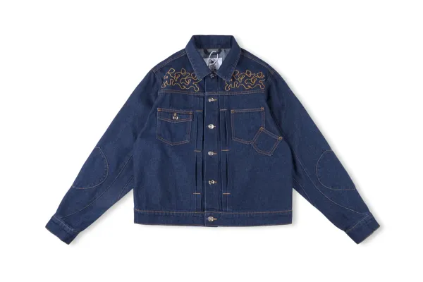 Denim Tears x Levi's Embroidered Denim Jacket Navy - 1