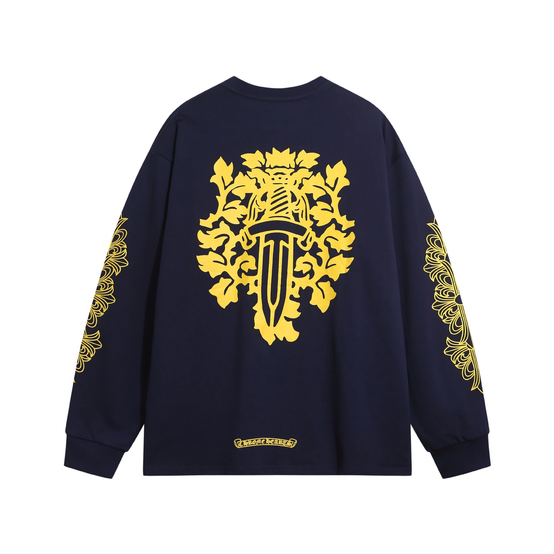 Chrome Hearts Navy Blue Graphic Long Sleeve T-Shirt