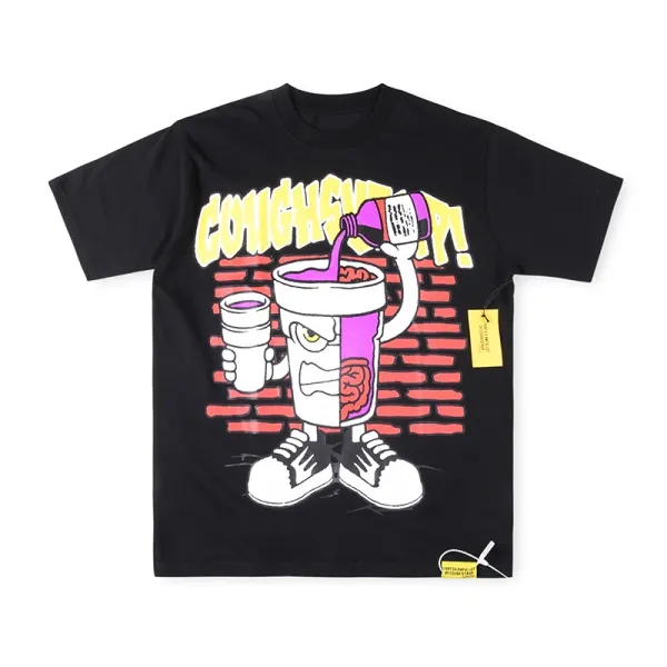 Design That's A Awful Lot Of Cough Syrup Skeleton Print Orange T-Shirt - 13