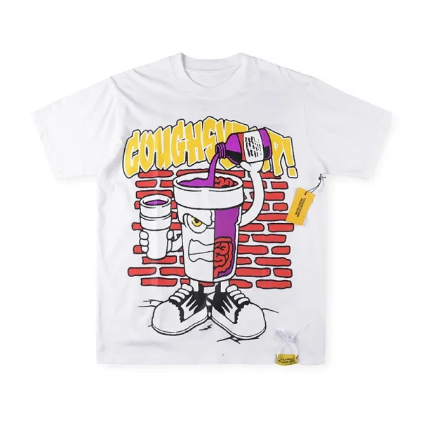 Design That's A Awful Lot Of Cough Syrup Skeleton Print Orange T-Shirt - 12