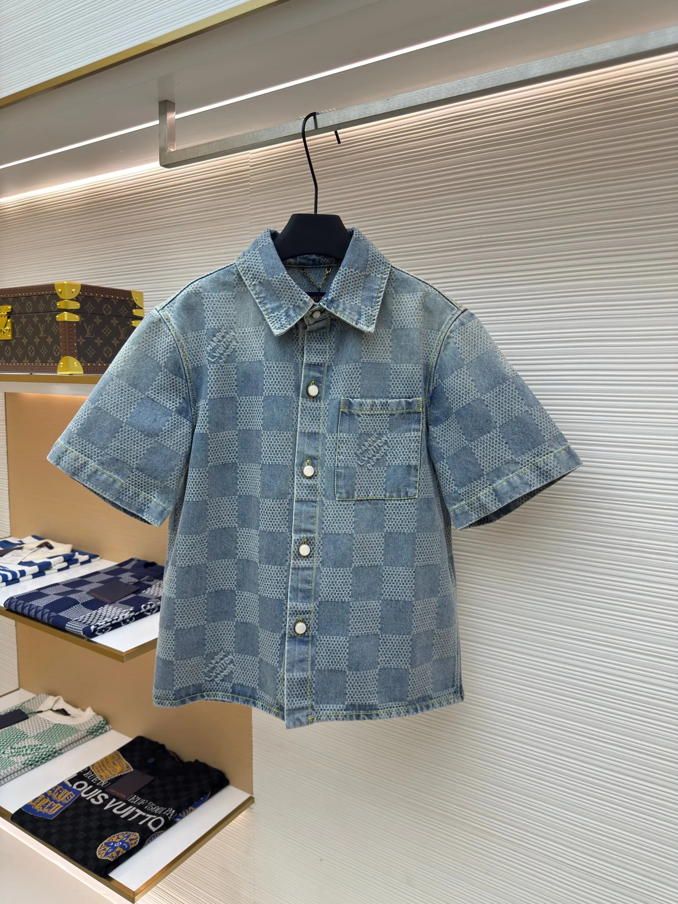 Louis Vuitton Damier Azur Denim Short-Sleeve Shirt T-Shirt