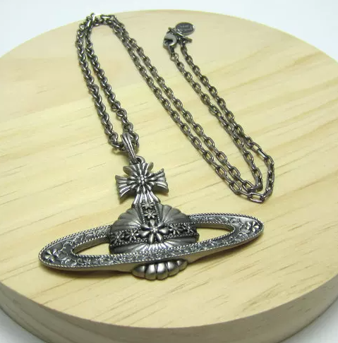 Vivienne Westwood Orb Cross Pendant Necklace Silver Jewelry