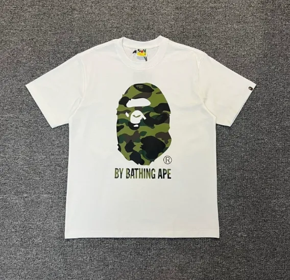 A Bathing Ape Camo Ape Head White T-Shirt - 1