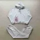 Design White Hoodie and Sweatpants Set with Pink Graphic - 1