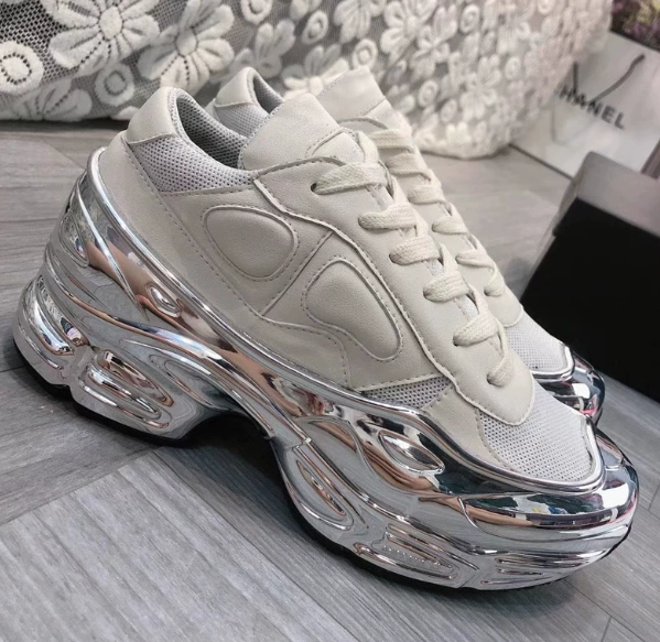 Balenciaga Triple S Red Metallic Silver Sneakers Chunky Sneakers - 2