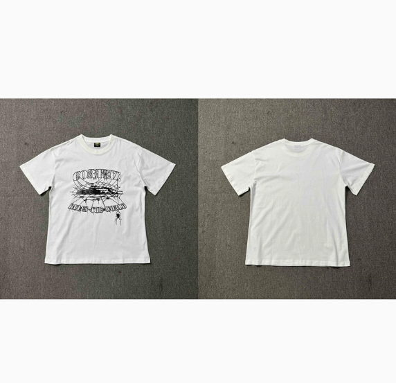 Design Spider Web Graphic T-Shirt White Tops.t Shirts - 1