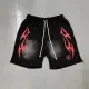 Design Flame Print Drawstring Shorts Black - 1