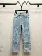 Design Floral Print Light Blue Jeans - 1