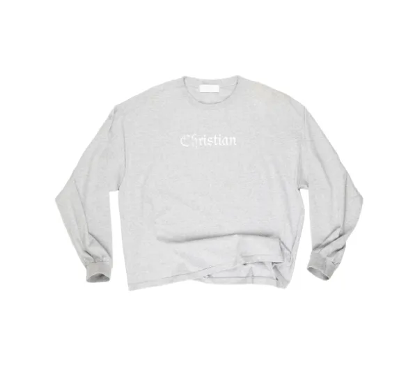 Design Christian Embroidered Black Crewneck Sweatshirt Sweater - 2