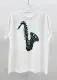 Design Saxophone Print Sequin T-Shirt White Tops.t Shirts - 1