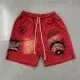 Design Graphic Print Red Drawstring Shorts - 1