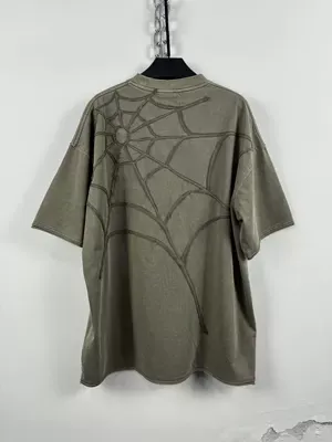 Design Spider Web Graphic Oversized T-Shirt Olive Green Tops.t Shirts - 1