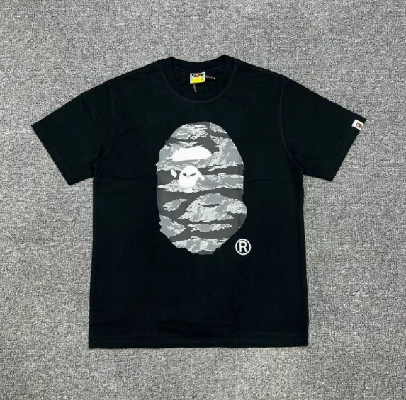 A Bathing Ape Camo Ape Head Black T-Shirt - 1
