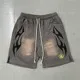 Design Flame-Print Drawstring Shorts Gray - 1