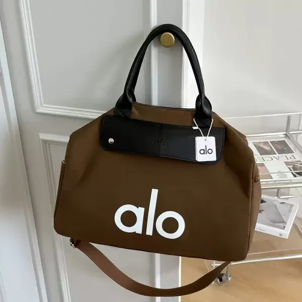 Alo Yoga Duffle Bag Brown with Black Trim Handbag - 1