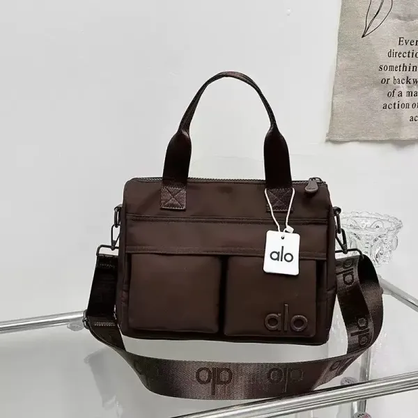 Alo Mini Tote Bag Brown Nylon Handbag - 1