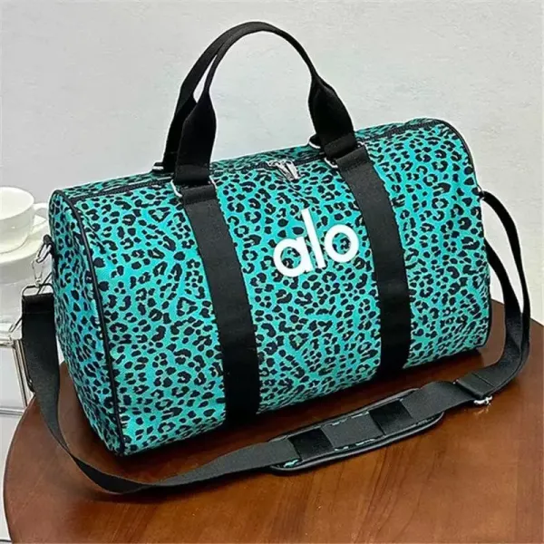 Alo Leopard Print Duffle Bag Turquoise - 1