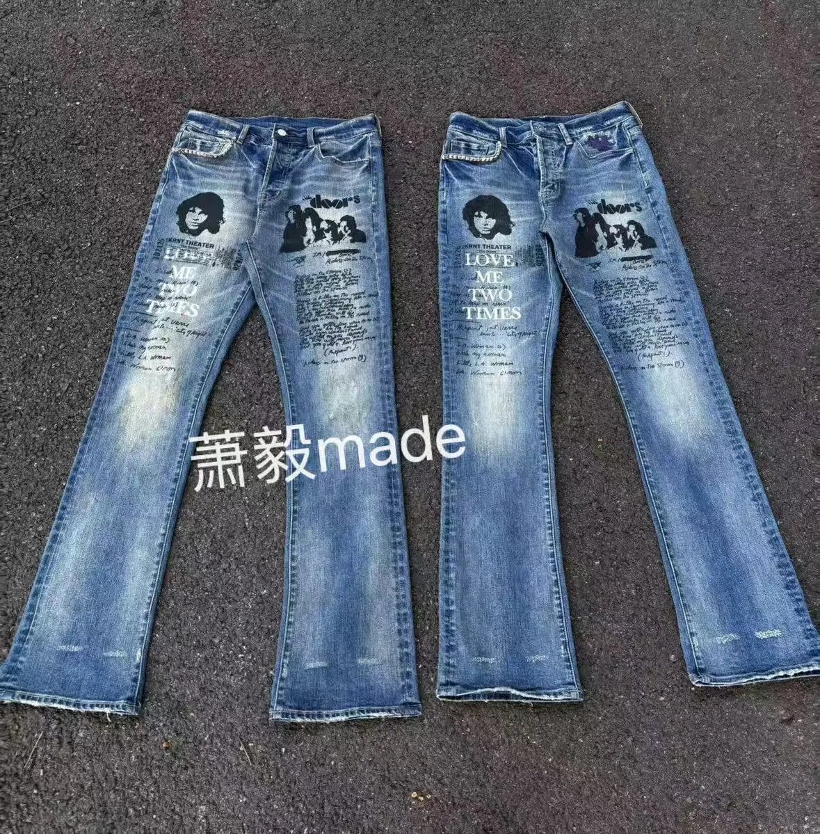 [Same-Day Shipping] Xiao Yi Original Tokyo Shibuya Limited HG Screen-Printed Jeans YKK Zipper Selvedge Denim King of Denim