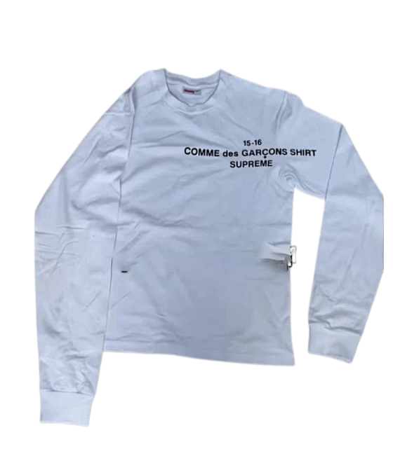 Supreme collaboration heavyweight American fashion brand black and white long sleeved T-shirt with letter pattern print for men and women's short sleeved shirt