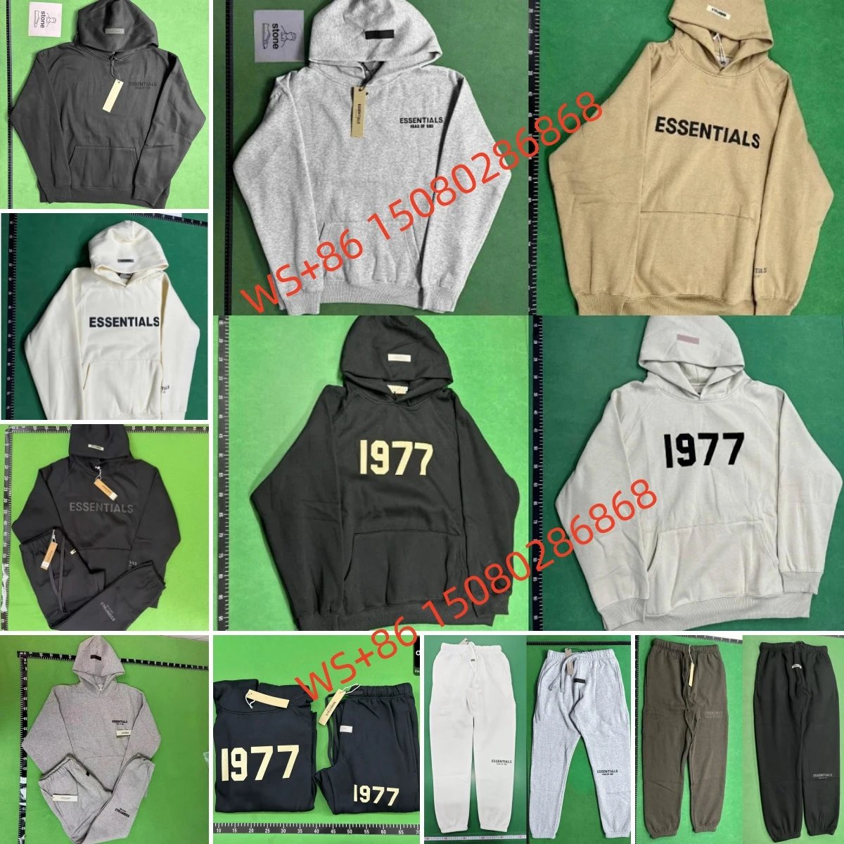 Double line ESS chest logo pressed hood fog quality sweatshirt trousers set (choose size to show picture)