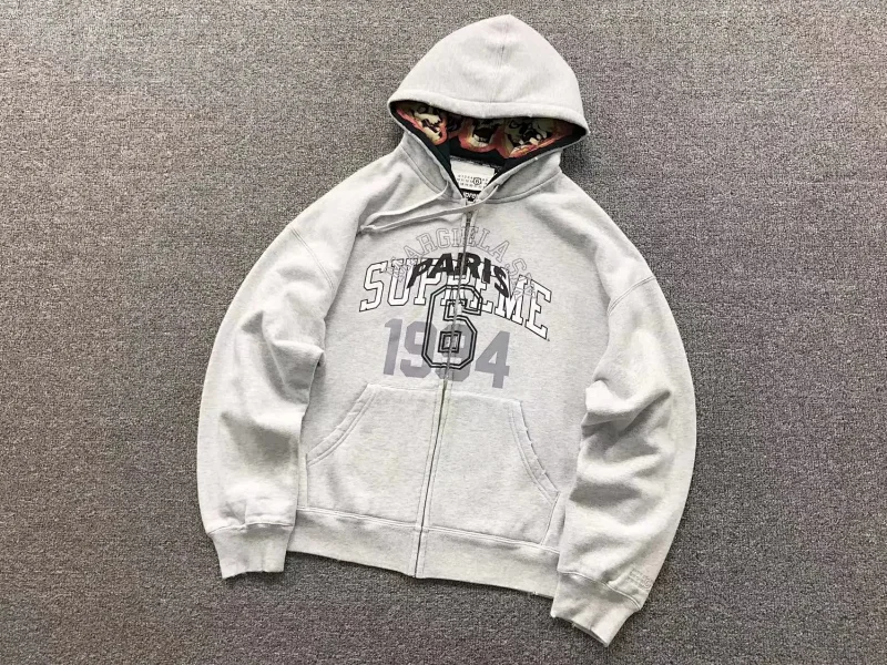 Supreme Paris 1994 Gray Zip-Up Hoodie