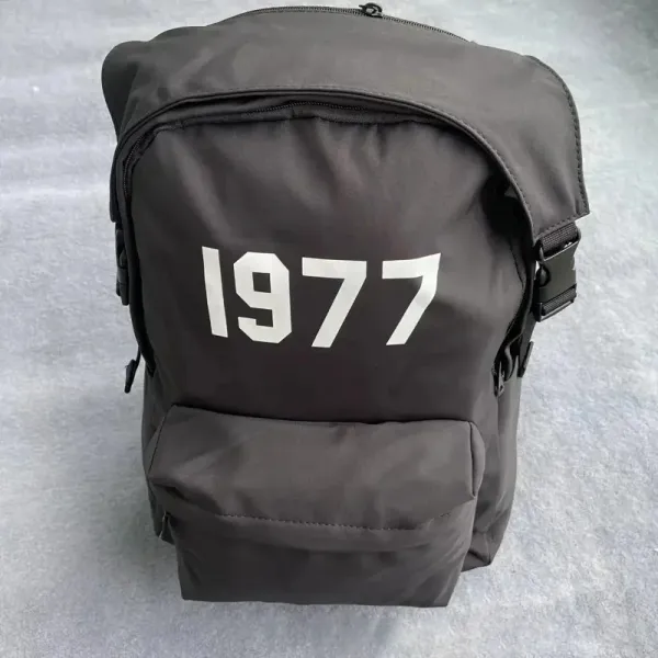 Design 1977 Print Black Nylon Backpack - 1