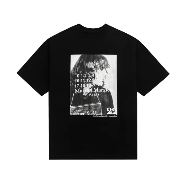 Maison Margiela Tabi Print Black Oversized T-Shirt - 10