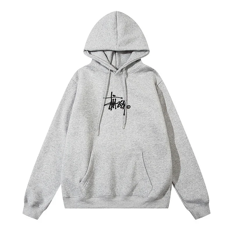 Stussy Arch Logo Heather Gray Oversized Hoodie