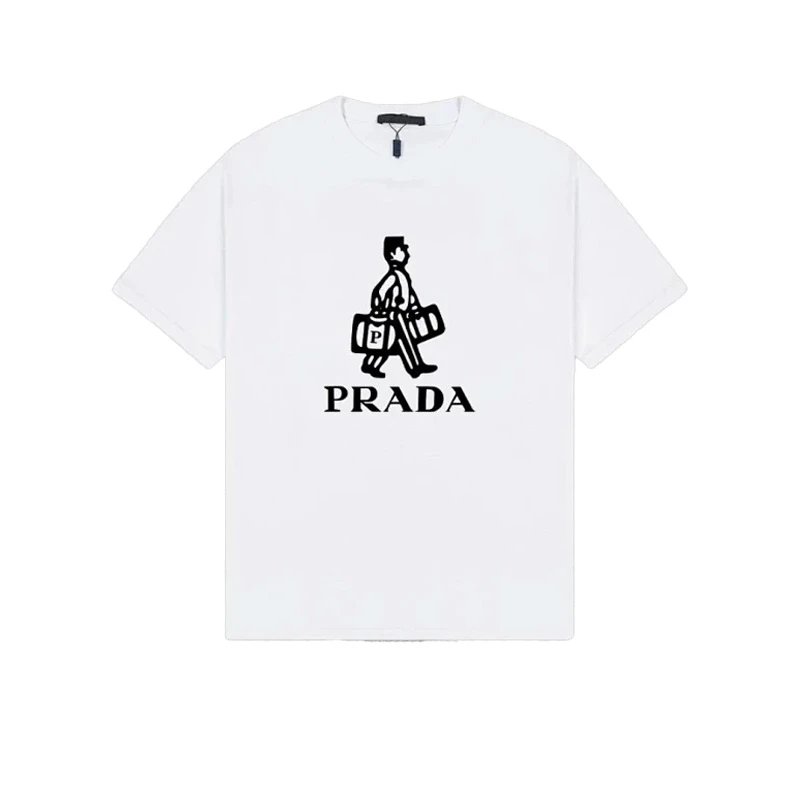 Prada Groom Print Cotton T-Shirt White
