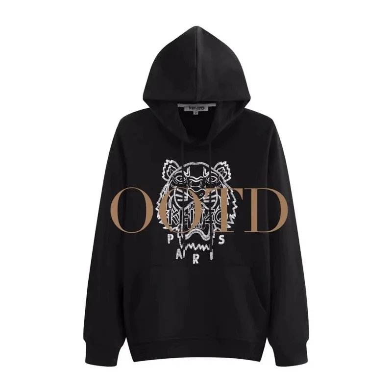 KENZO Tiger Embroidered Hoodie Black