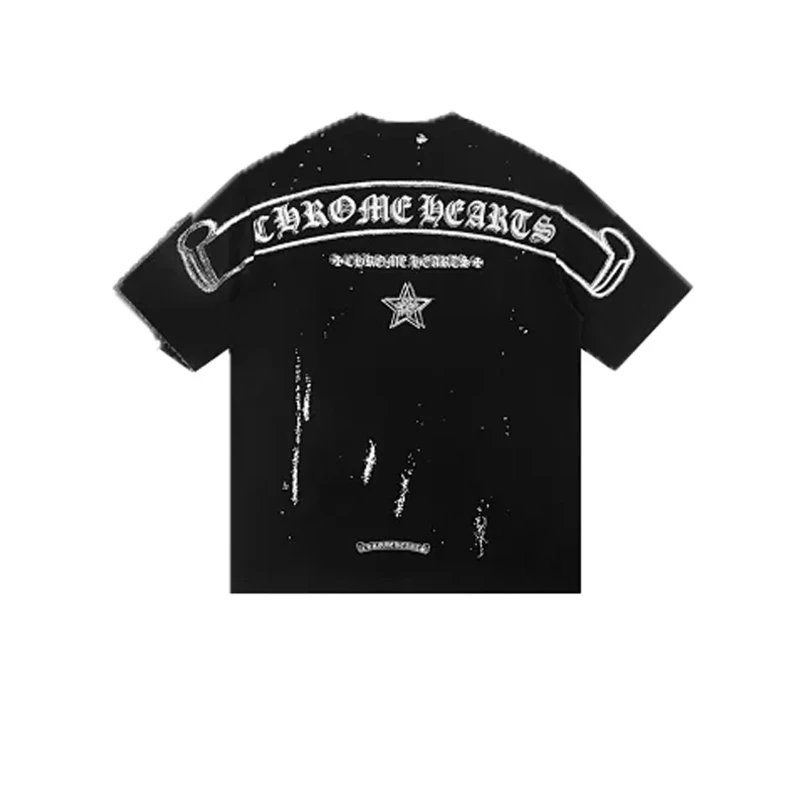 Chrome Hearts Scroll Logo Star T-Shirt Black
