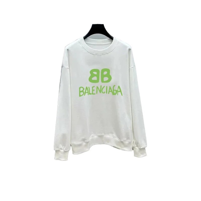 Balenciaga Hand Drawn BB Logo Sweatshirt White/Green