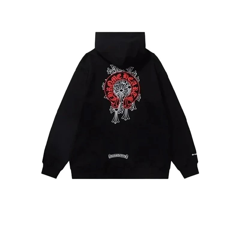 Chrome Hearts Red Horseshoe Hoodie Black