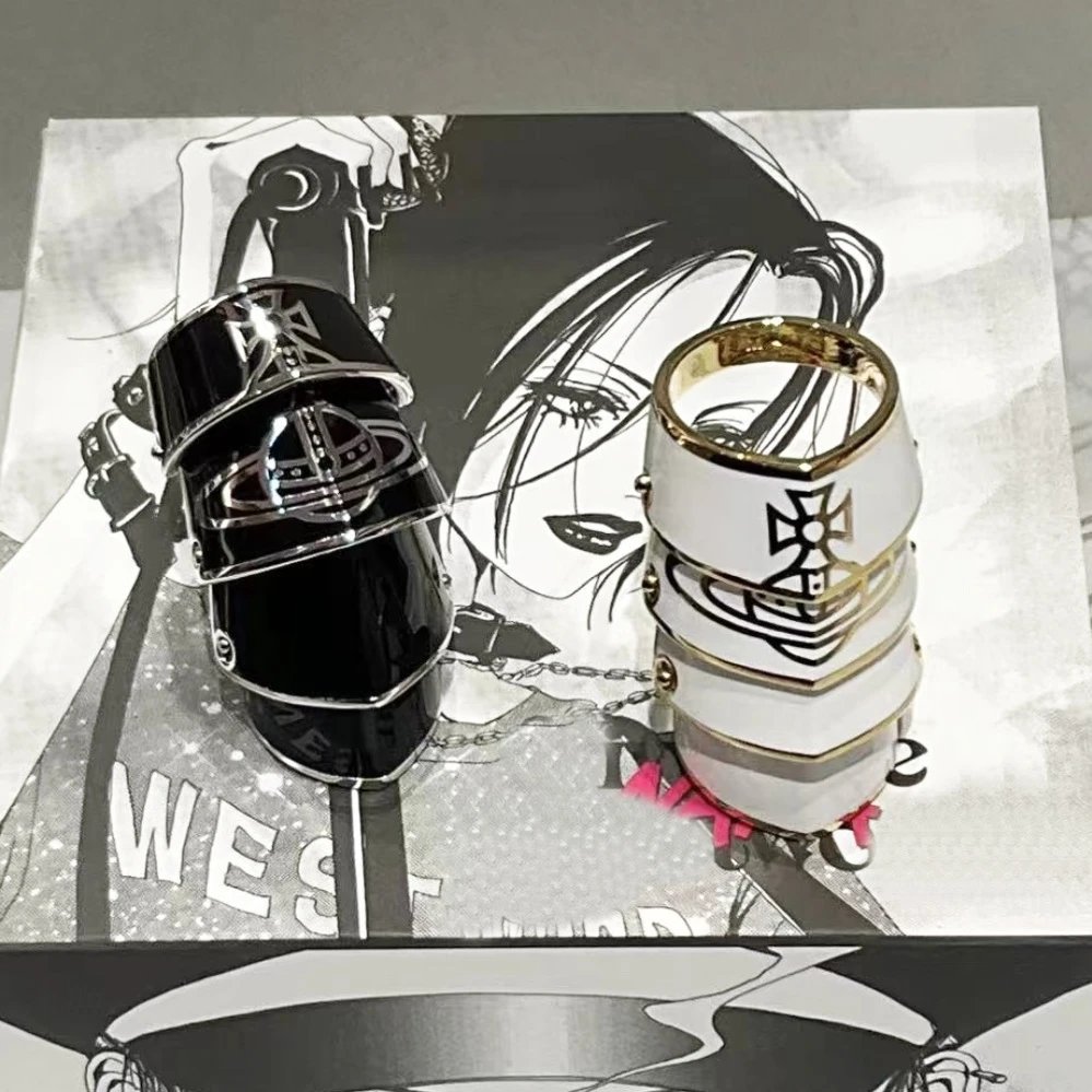 Vivienne Westwood Enamel Orb Logo Armor Statement Ring