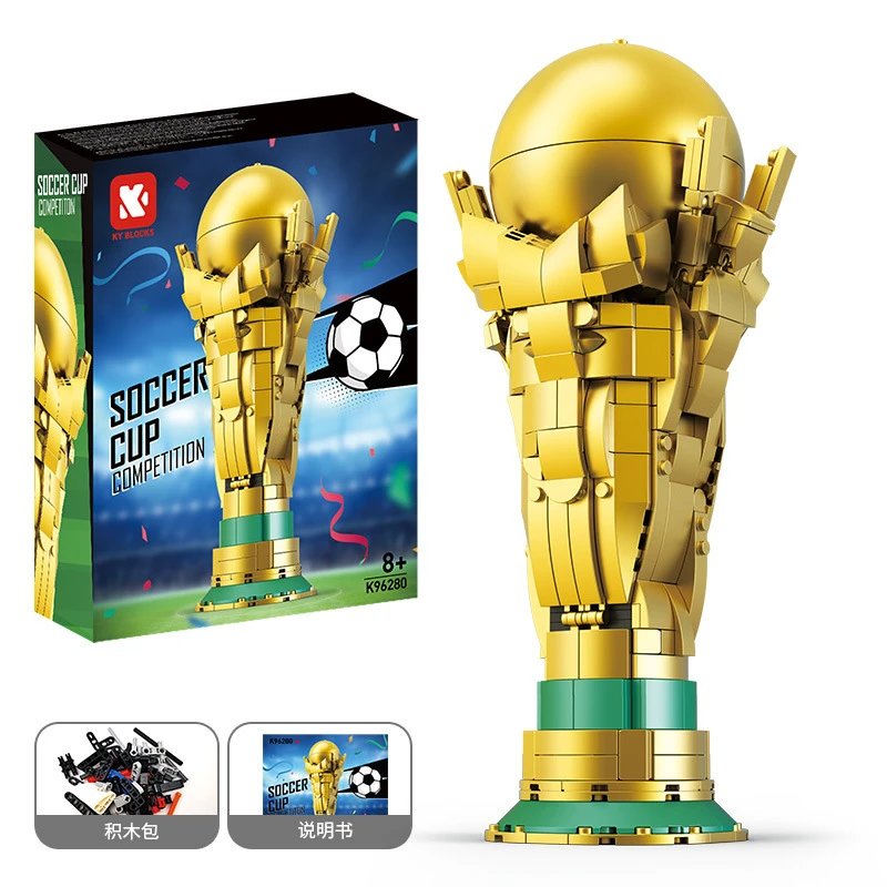 KY Blocks Golden Soccer World Cup Trophy Building Block Set