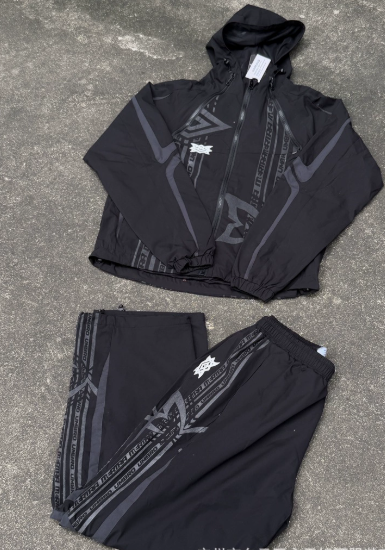 M.ertra Men's Geometric Print Hooded Tracksuit Set