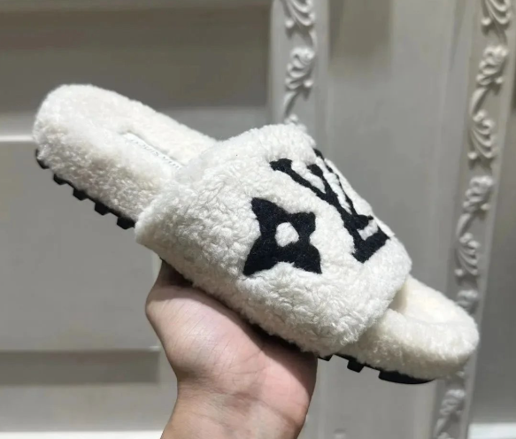 Louis Vuitton Monogram Fuzzy Sherpa Slide Slippers