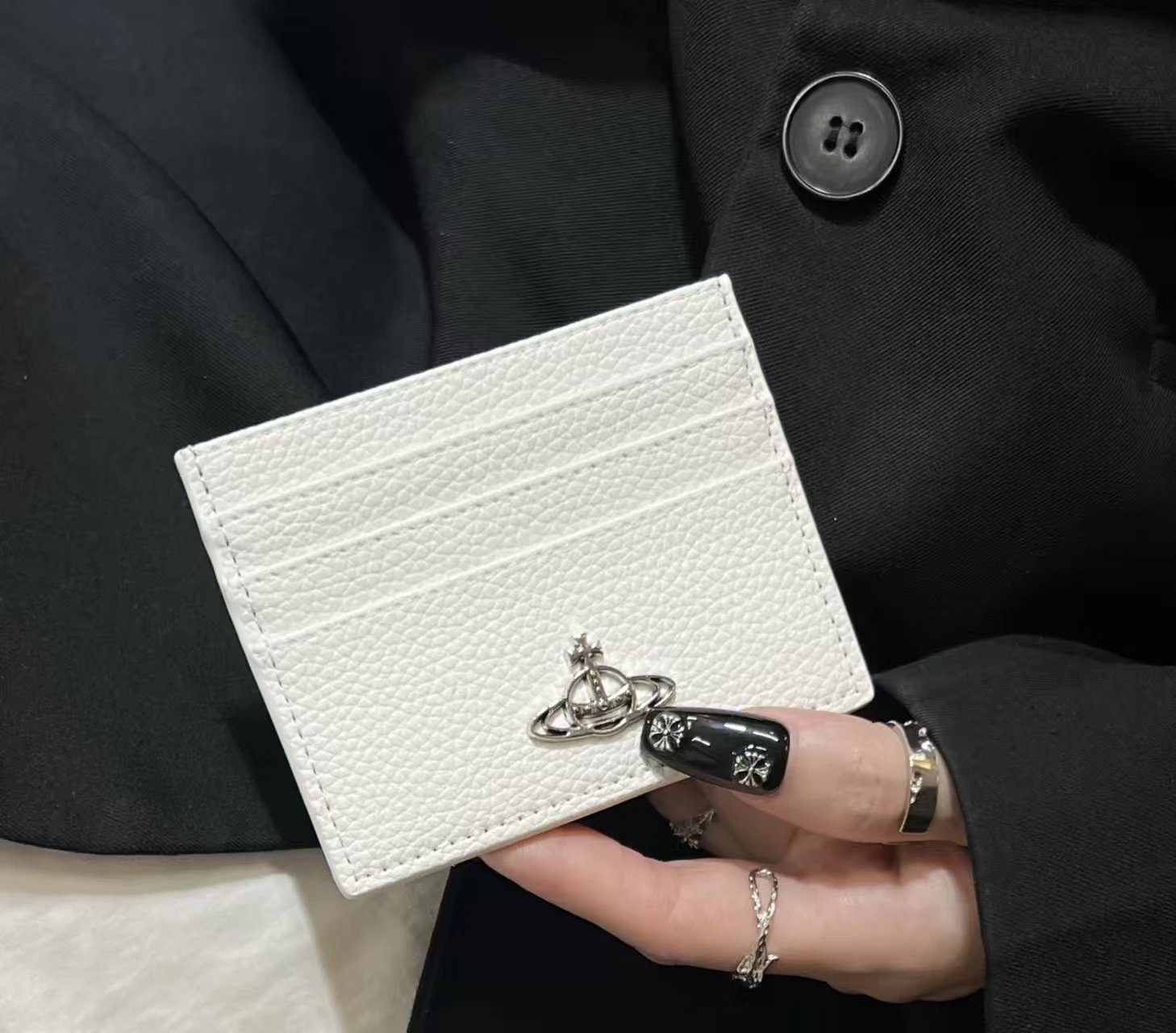 Vivienne Westwood Orb Logo Pebbled Leather Card Holder
