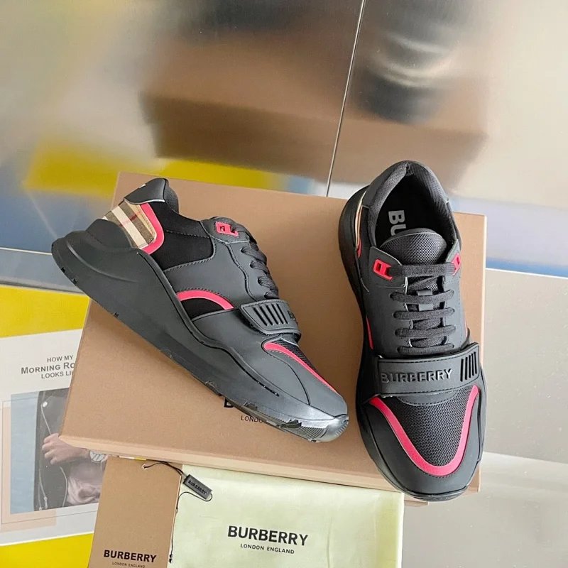 Burberry Low-Top Sneakers with Velcro Strap and Check Detail