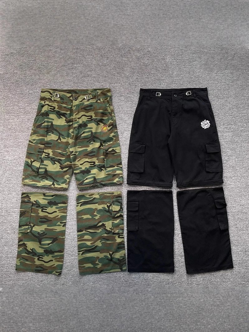 Men's Convertible Cargo Pants with Zip-Off Legs and Drawstrings
