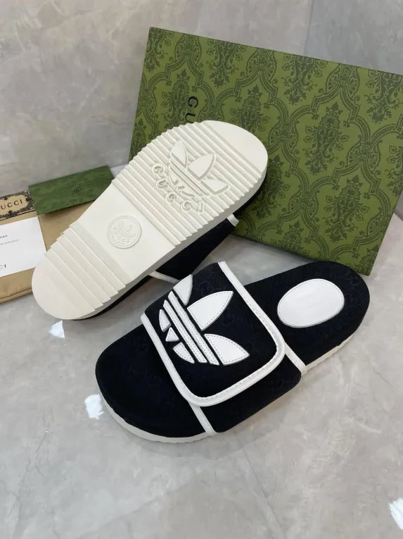 Adidas Adilette Slide Sandal Black White Trefoil Logo