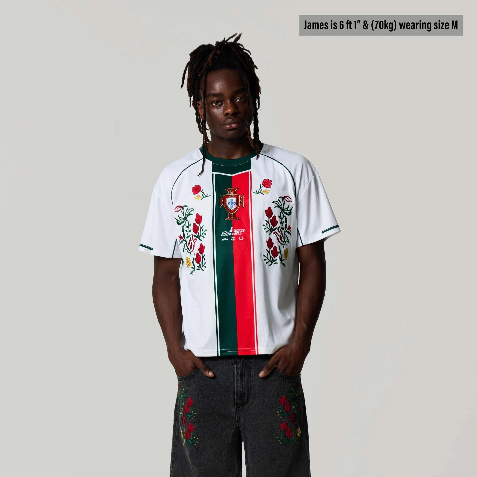 Joga Bonito Embroidered Floral Retro Soccer Jersey T-Shirt